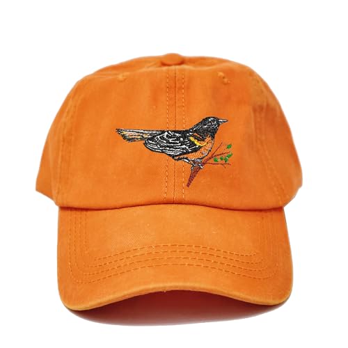 Gorra de béisbol de algodón lavado con bordado de pájaro Baltimore Oriole miniatura 1