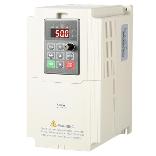 Variador de Frecuencia Convertidor de Frecuencia de 5.5KW VFD 220V con Entrada Monofásica Regulador de Salida Trifásico Control de Velocidad Enfriamiento Rápido para Motor de Maquinaria