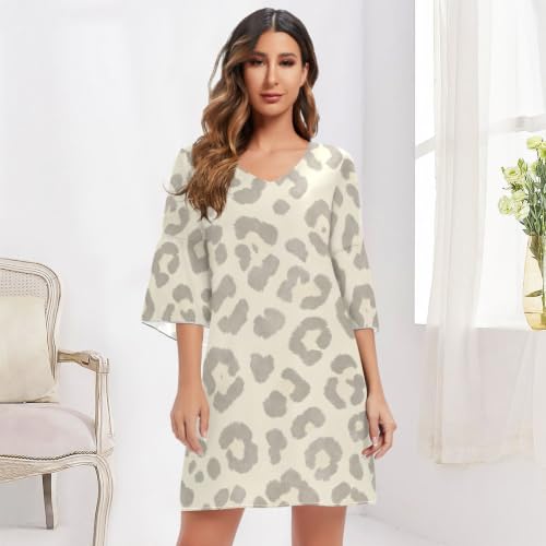 Robe trapèze fluide mousseline cache les formes col V chic - 6