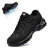 LARNMERN Air Cushion Steel Toe Shoes for Men Lightweight Puncture Proof Safety Toe Tennis Sneakers Comfortable Breathable Work Shoe Slip Resistant Zapatos De Trabajo para(10,Dark,LSE31270)