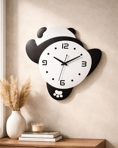 Image of cozyloom Cute Panda Wall Clock for Kids, Fun Animal-Shaped Decorative Clock for Nursery, Playroom, and Children's Bedroom | Modern Home Decor Wall Clock