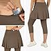 ANIVIVO Skirted Leggings for Women with Pockets, Tennis Yoga Golf Pickleball Skirt with Capris Leggings(All Brown,2XL)