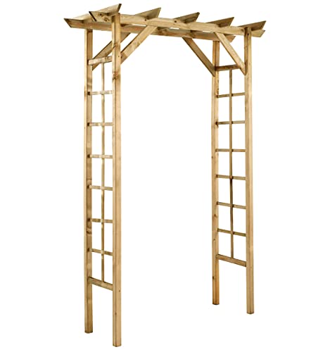 Arche de Jardin en Bois PASSIFLORE Jardipolys | 140 x 60 x 214,5 cm | Petit Arceau à Rosier en Bois Clair Angle Droit| Petite Arche pour allée de Jardin en Bois| Pergola pour Plantes grimpantes