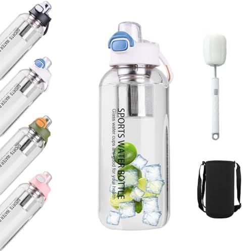 Bouteille d'eau en verre borosilicate transparent de 1,5 l, avec ...