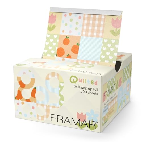 Framar Quilted Hair Foils For Highlighting - Pop Up Hair Foil For Hair Highlighting, Highlight Foils For Hair, Aluminum Foil Sheets, Salon Foils For Hair Stylist, Non Slip 500 Pop Up Foil Sheets