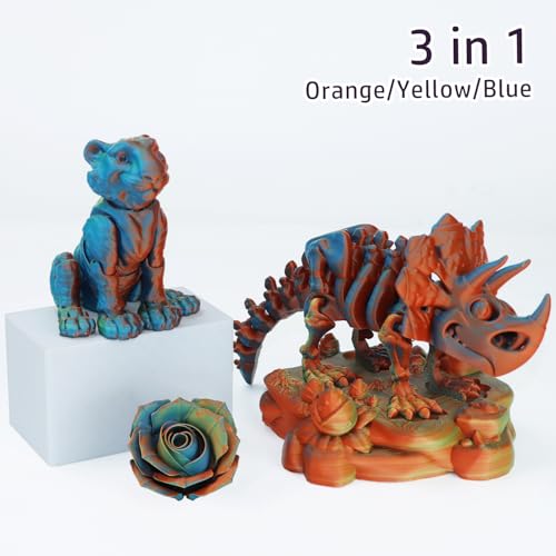 Image of LOVOON Matte Tricolors PLA 3D Printer Filament Multi-Color Changing by Angle Rainbow PLA 3D Printing Filament Fit Most 3D Printers /3D Pens,Matte Orange /Blue /Yellow,1KG(2.2lbs) /Spool