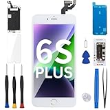 BESJMYT for iPhone 6S Plus Screen Replacement with Home Button 5.5' White 3D Touch LCD Display Digitizer Fix Tool Full Assembly with Front Camera Speaker Sensor Glass Protector Repair Kit A1634 A1687