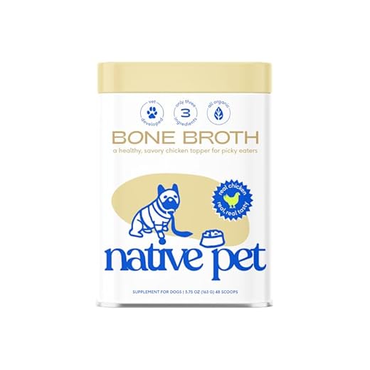 Native Pet Bone Broth for Dogs and Cats - Chicken Bone Broth Powder Dog Food Toppers for Picky Eaters - Provides Extra Nutrition for Joint Strength, Immune Support & Heart Health - 48 Scoops