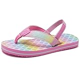 WateLves Toddler Girl Sandals Kids Flip Flops Boys Slip on Summer Sandals for Bath Shower Beach Pool (Rainbow Fish Scales,30/31)