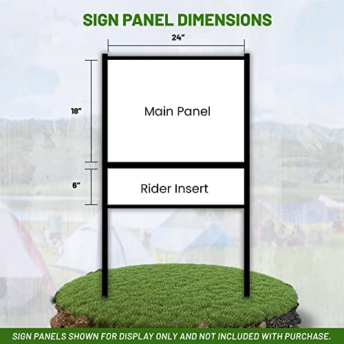Generic Real Estate Yard Sign Metal H-Frame, 18 x 24 Slide-in with Rider, Black (Pack of 3) (C289)
