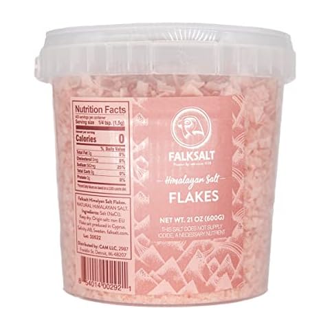 FALKSALT | Pink Himalayan Flakes 1.32lb Resealable Tub | Gourmet Finishing Salt | Handcrafted, Kosher, Gourmet Salt Cover
