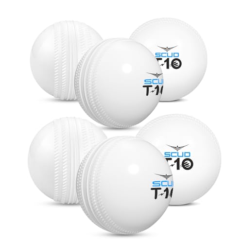Image of SCUD T10 PVC Wind Ball for Practice | Indoor & Outdoor Soft Training Cricket Ball for Coaching & Daily Practice | Lightweight 80-85 g Durable PVC Construction (Pack of 6pc Balls, White)