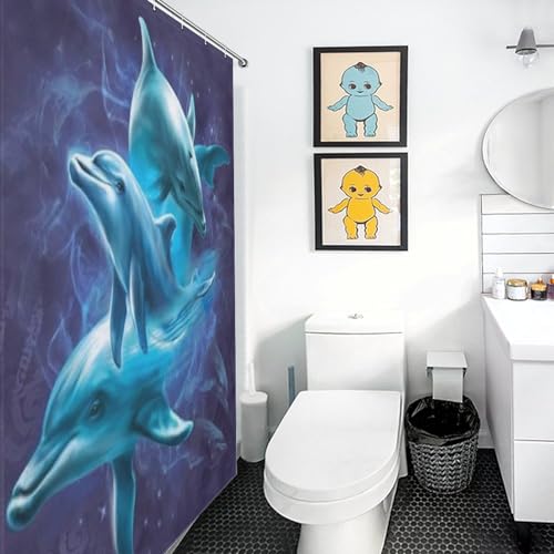 Rideau de douche dauphin en textile de qualité supérieure 92cm - 3
