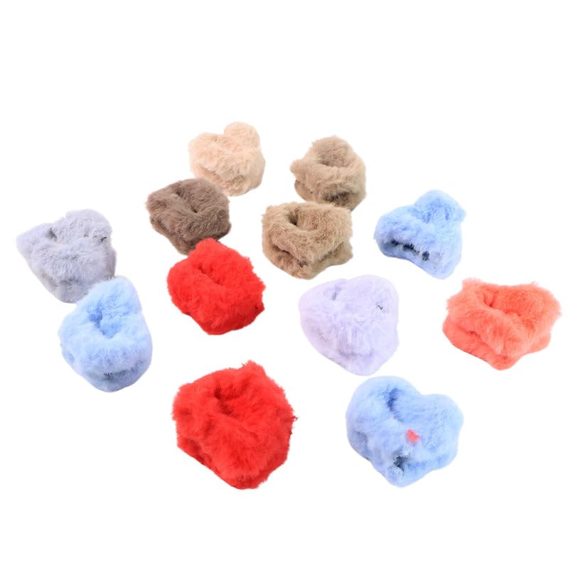 Image of Small Fluffy Hair Claw Clips for Women and Womens, Soft Plush Non Slip Hair Accessories, Strong Grip Mini Hair Clutcher Set, Assorted Colors, Pack of 12 Pieces