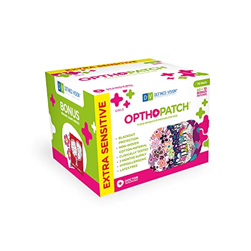 Opthopatch Eye Patches for Kids - Extra Sensitive Adhesive - Girls' Design [Series II] - 70 Count + 2 Reward Charts