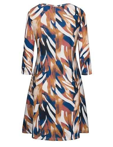Image of Tanst Sky Womens Casual Round Neck Plus Size Floral Tunic Shirt Dress with Pockets