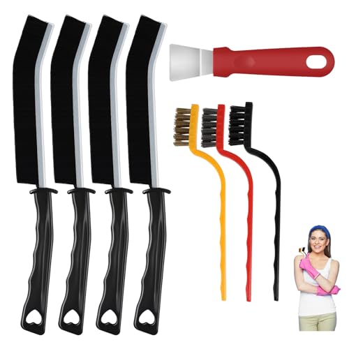 WDRIGE 8Pcs Crevice Cleaning Brushes for Household Use, Grout Cleaner Brush, Hard Bristle Gap Cleaning Tool, Suitable for Kitchen, Bathroom and Other Areas Usually Difficult to Reach