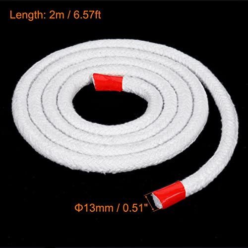 Patikil 6.57Ft X 33/64" Ceramic Fiber Rope, Round Braided Rope High-Temperature Gasket Seal For Boiler Furnace Oven Kiln Casting, White #TOP1