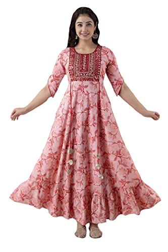 Image of Women Embroidered Anarkali Kurta in Pink