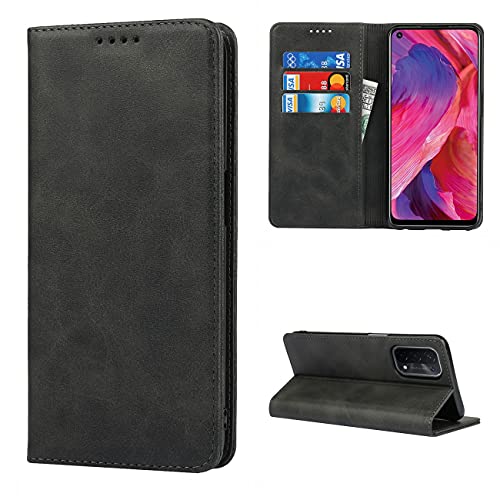 Copmob Flip Leather Wallet Case for Oppo A54 5G/A74 5G with 3 Slots, Magnetic Closure, Stand Function, Flip Case for Oppo A54 5G/A74 5G – Black
