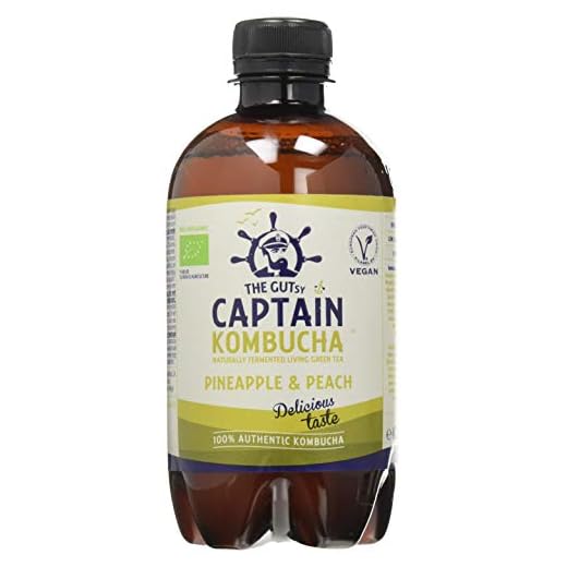 Captain Kombucha Bebida de Piña, 430 ml, Pack de 1