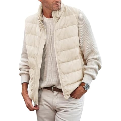 Makkrom Mens Padded Puffer Vest Outdoor Coat Casual Zipper Stand Collar Outwear Thick Waistcoat Sleeveless Jacket Cover