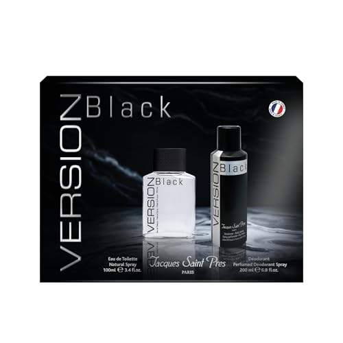 Coffret VERSION Black - Parfums ULRIC DE VARENS - Jacques Saint Prés - Contient : 1 Eau de Toilette 100 ml - 1 Déodorant 200 ml