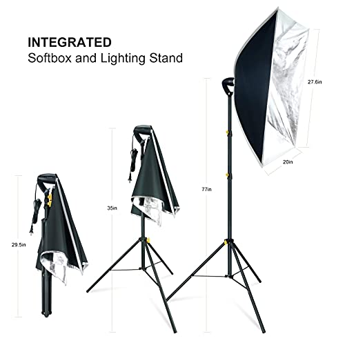 Image of LINCO LED Softbox Photography Lighting Kit 20 inchx28 inch Professional Photography Studio Light Equipment with High Lumens Corn LED Bulb for Portraits Video Shooting AM289
