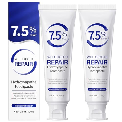 Image of Hydroxyapatite Toothpaste 7.5%, 2 Pack Nano Hydroxyapatite Toothpaste for Enamel Protection, Tooth Strengthening, Fresh Mint,Daily Use for Sensitive Teeth and Oral Health Support