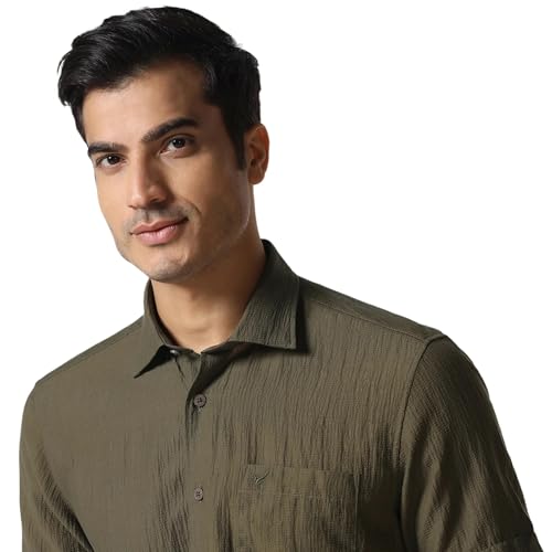 Image of Blackberrys Men's Tencel-Blend Textured Relaxed Fit Casual Shirts