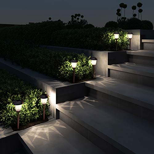 Pure Garden Solar Path Lights, Set Of 8-16” Tall Stainless Steel Outdoor Stake Lighting For Garden, Landscape, Yard, Driveway, Walkway (Copper) #TOP6