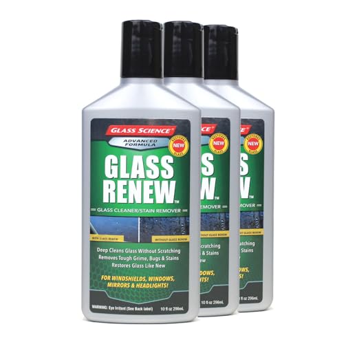 Glass Science Glass Renew - 10 oz - 3 Pack (Removes Hard Water, Dirt & Debris)