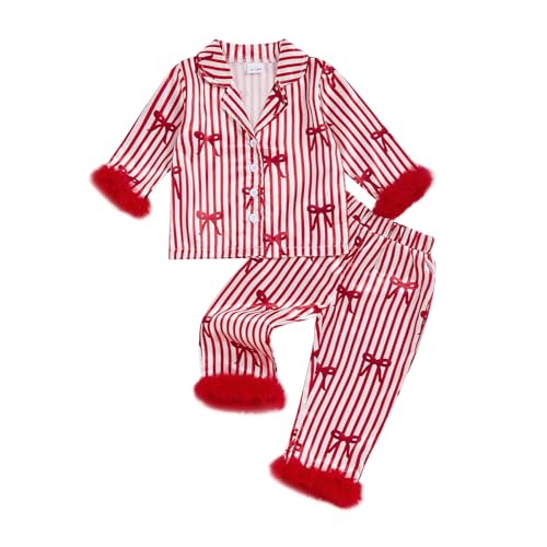 Kuriozud Kids Christmas Pajamas Toddler Girl Santa Feather T