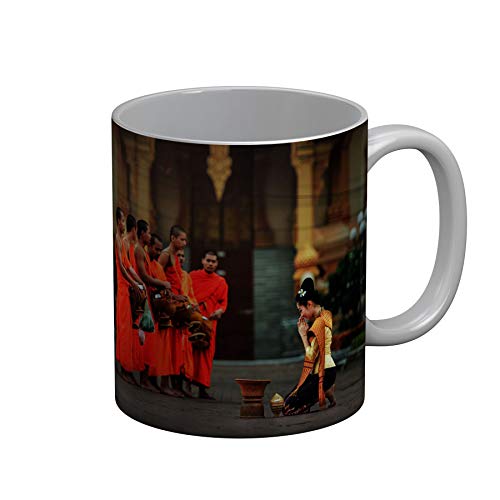 Fabulous Mug Céramique Femme Rend Hommage a Moines Bouddhiste Laos