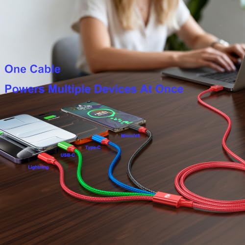 Multi Charging Cable 4ft 2Pack 4 in 1 Charger Cord,Dual Tyep-C Rapid Cable - image 5