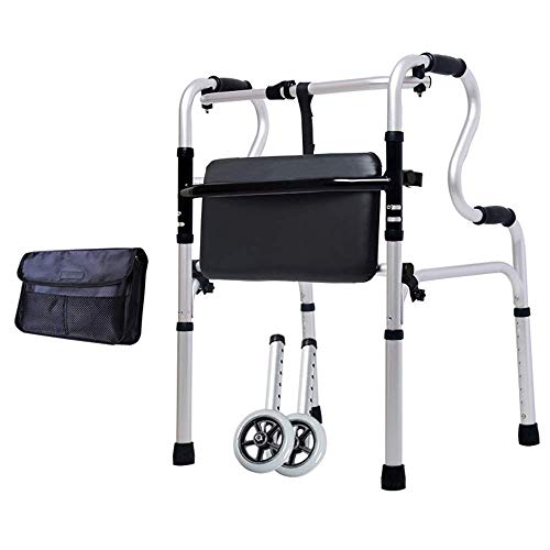 UWYTGF Folding Rollator Rollator Walkers Rollator Walker Lightweight Aluminum Adjustable Folding Walker,with Pu Seat Adult Travel Walker for Seniors Bearing Capacity: 400Lbs