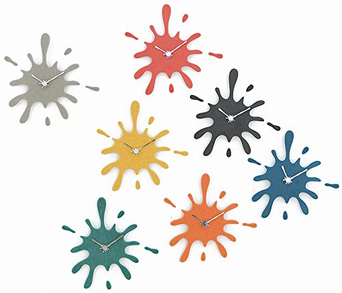 Stephanie Imports Modern Minimalist Yellow Ink Splash Silent Wall Clock (19.5” X 18.8”) #TOP4