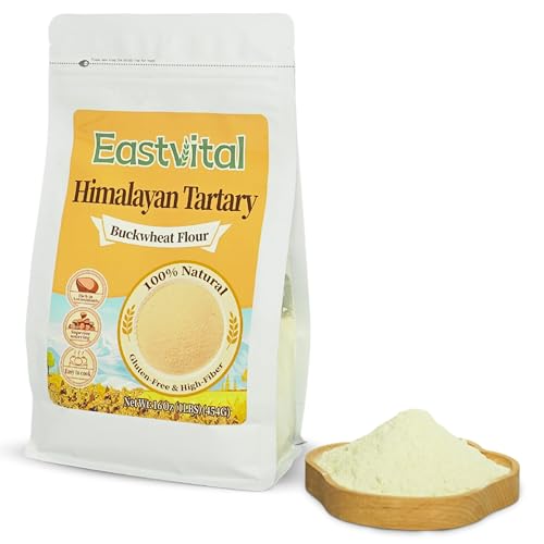EASTVITAL Himalayan Tartary Buckwheat Flour - Black Tartary Sprouted Buckwheat, Gluten-Free, Antioxidants with Bitter Taste - Easy to Use in Recipes - 454g