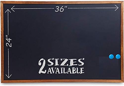 24 x 36 Magnetic Chalkboard Blackboard - Large Hanging Framed Wall Chalk Board w/Wooden Frame - Rustic 2x3 Wall Black Board to Use at Home, Office, and Restaurant Sign - Includes Magnets