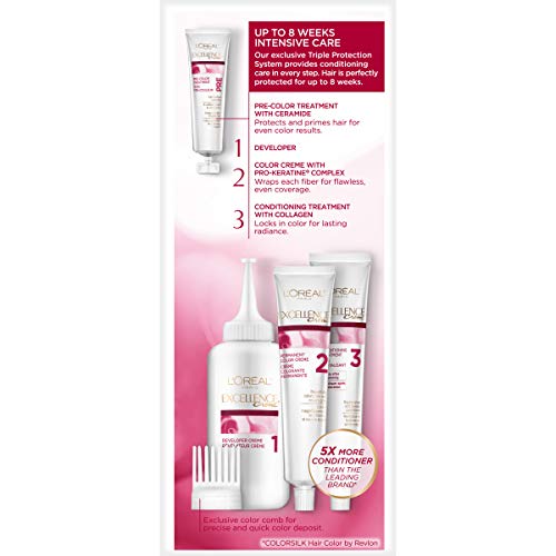 L'Oreal Paris Excellence Creme Permanent Hair Color, 3 Natural Black (Pack of 3)