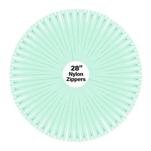 Image of Mandala Crafts 40 PCs Mint Closed-End 28 Inches Nylon Zippers for Sewing
