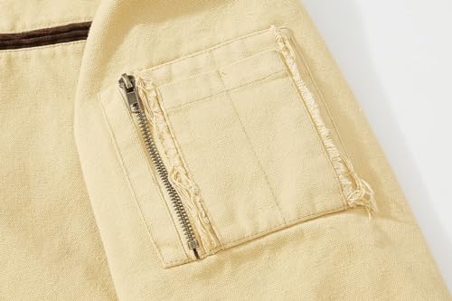 CLOAKA Bomber Jacket for Men Fall Spring Washed Streetwear Oversized Vintage Casual Stylish Cotton Lightweight with Zip Up4