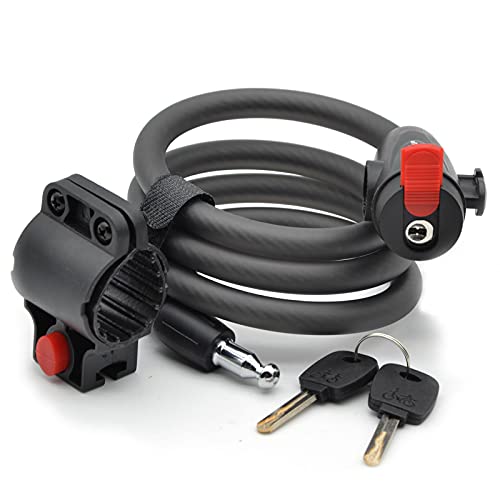 Bike Lock Cable 4 Feet Bicycle Security Chain Lock with Combination Key Loop Long Hardness Safe Secure Frame Coil Uncuttable Heavy Duty Anti Theft Steel Wire Chain Lock for Bike Motorcycle Door Gate