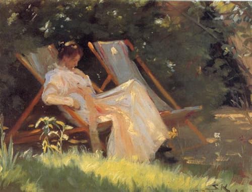 Peinture à l'huile faite à la main Marie dans le jardin Kroyer contre murs vides