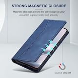Jasonyu Etui do Motorola Edge 70 Fusion Skórzane etui ochronne Kabura Magnetyczne przegródki na karty Funkcja stojaka Portfel Skórzany pokrowiec ochronny (niebieski)