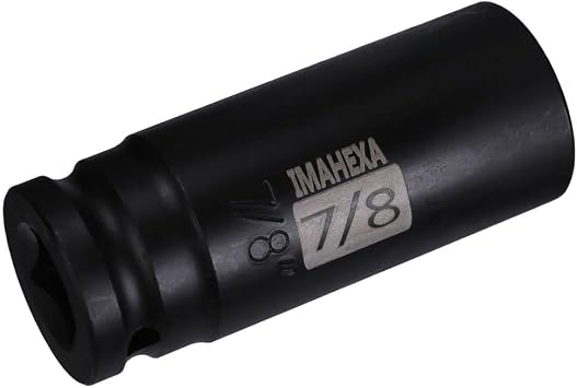 1/2" Drive 7/8 Inch SAE Deep Impact Socket 6-Point Cr-Mo Steel Socket