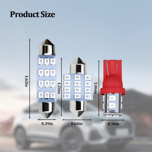 HZEL 24PCS Car LED Interior Light Set, Bright T10 31 mm 42 mm 12 Volt Vehicle Dome Map Lights, Auto Trunk License Replacement Bulbs, Universal for SUV Motorhome Truck (Red)