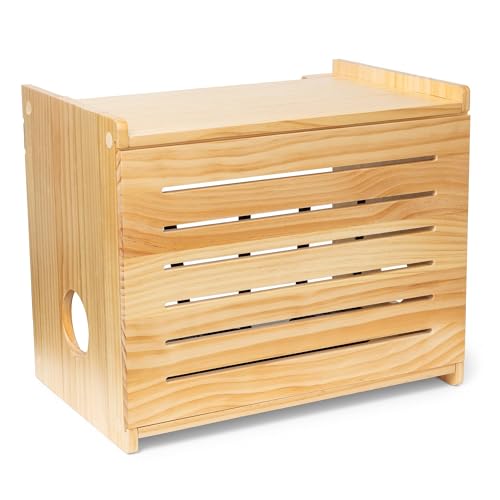 Caja Decorativa para Router WiFi, Estantería Ocultadora de Módem, Hecha de Madera de Pino, Acabado Moderno, Diseño con Paneles Laterales Integrados, Apta para Routers de Hasta 11", Montaje en Pared o sobre Escritorio miniatura 1
