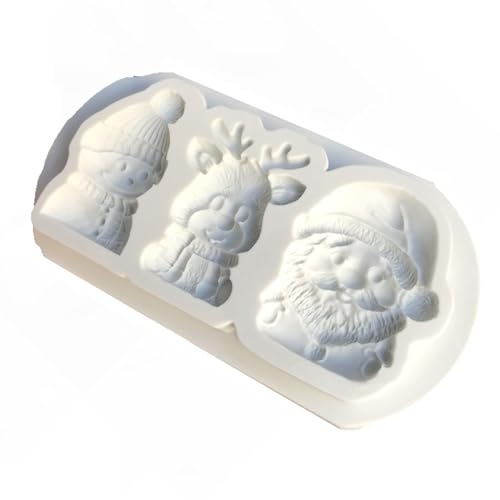 MEILVMEIJI Juego de moldes de silicona para tartas, diseño de Papá Noel, reno, muñeco de nieve, copo de nieve para decoración de horneado