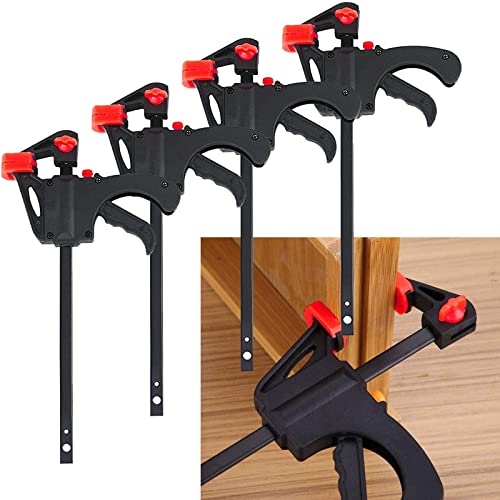 Serres-joints à Une Main,4 pcs Serre-Joints à Barre Main,Kit d'outils de menuiserie en Bois,Pince à Barre à Cliquet,Pince à Bois en F à Cliquet, pour une fixation précise de petites pièces